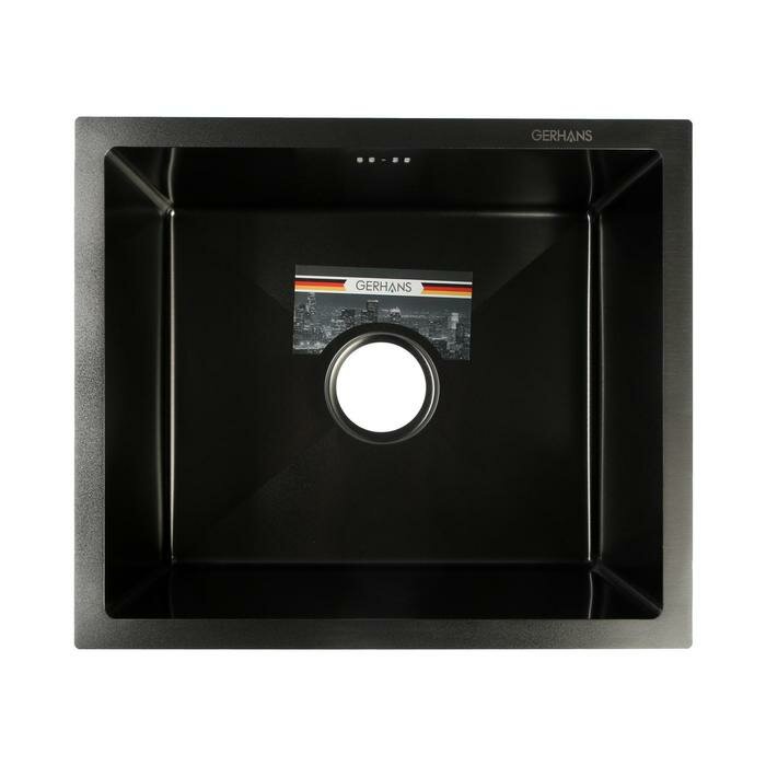 Мойка кухонная GERHANS K35043B, врезная, 500х430х220 мм, с сифоном, цвет графит./В упаковке шт: 1