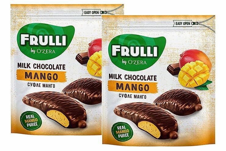 "OZera", конфеты Frulli суфле манго в шоколаде, 2*125 г KDV