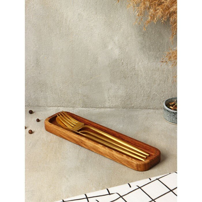 фото Лоток для подачи столовых приборов и специй Adelica, 27×7×2 см, дуб