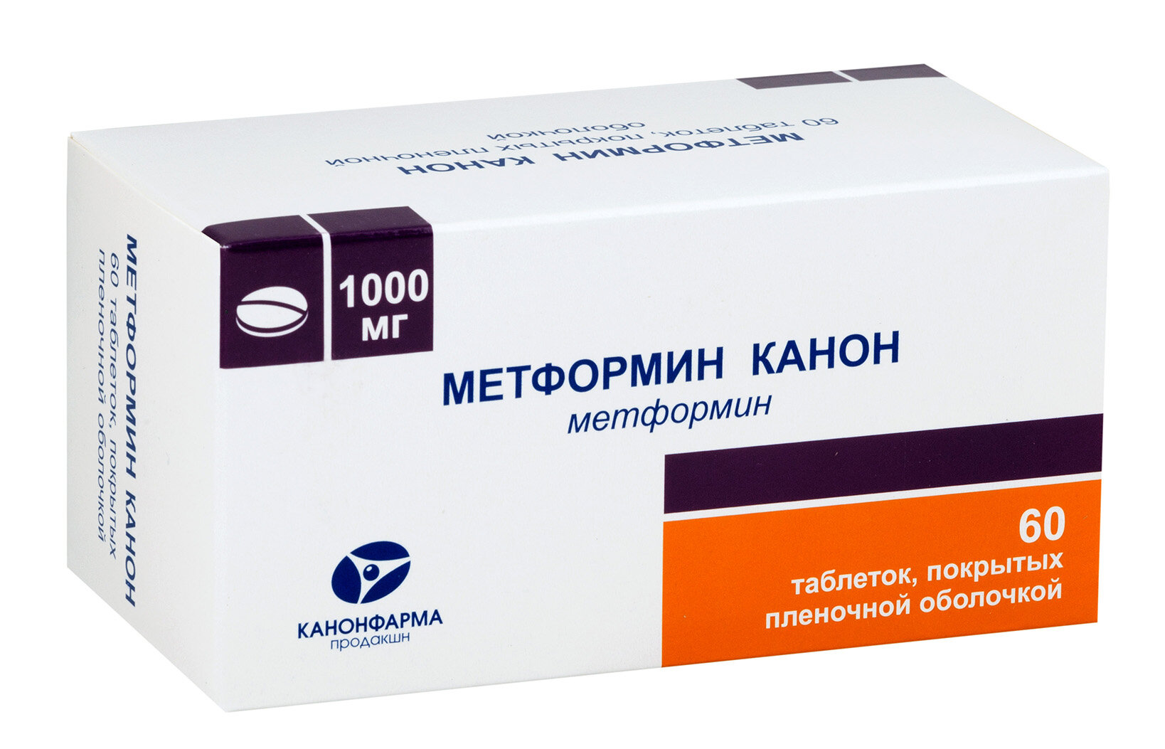Метформин Канон, таблетки покрыт. плен. об. 1000 мг, 60 шт.