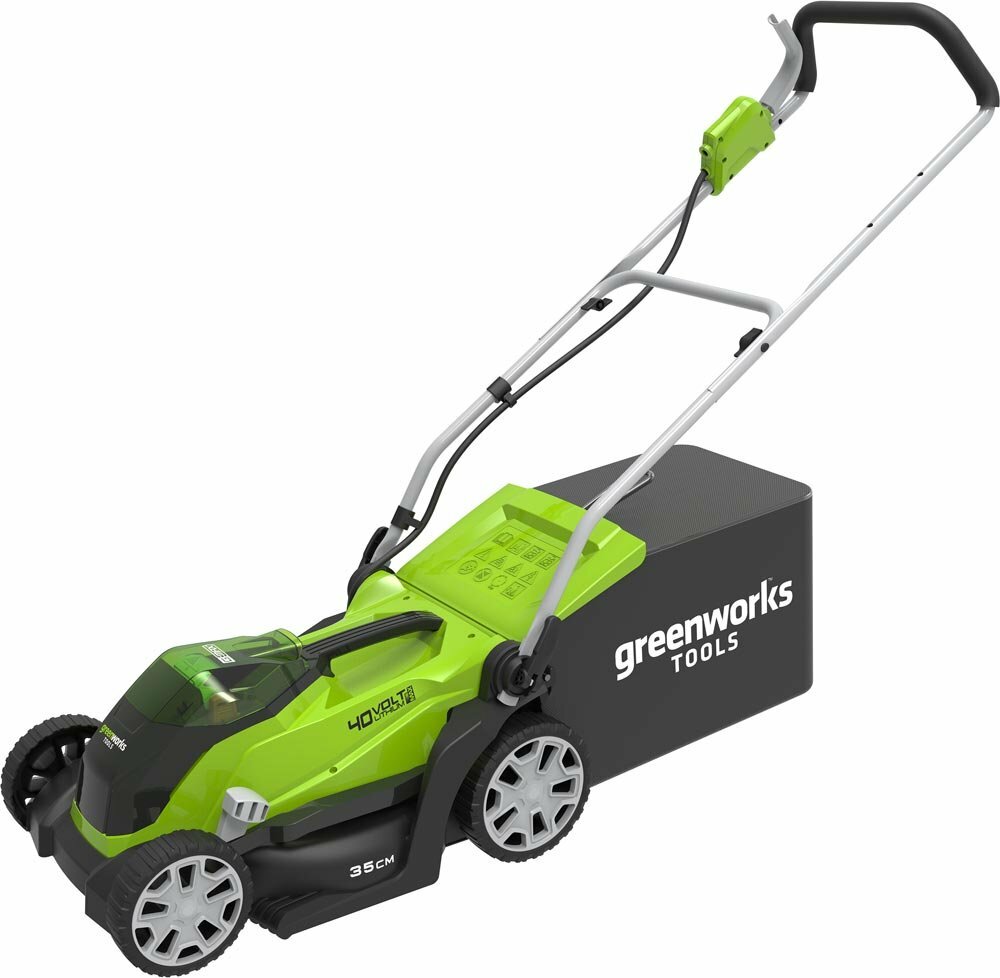 Аккумуляторная газонокосилка Greenworks G40LM35K4 4 А·ч с АКБ и ЗУ 35 см