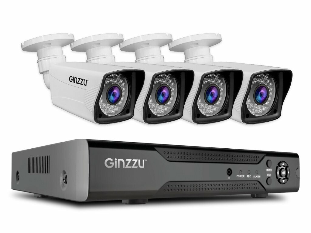 Комплект видеонаблюдения Ginzzu HK-841D 8 каналов 2Mp 4 камеры