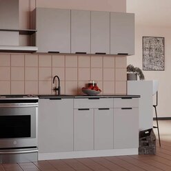 Прямой кухонный гарнитур Фаворит МДФ 1.5 м, Серый камень.