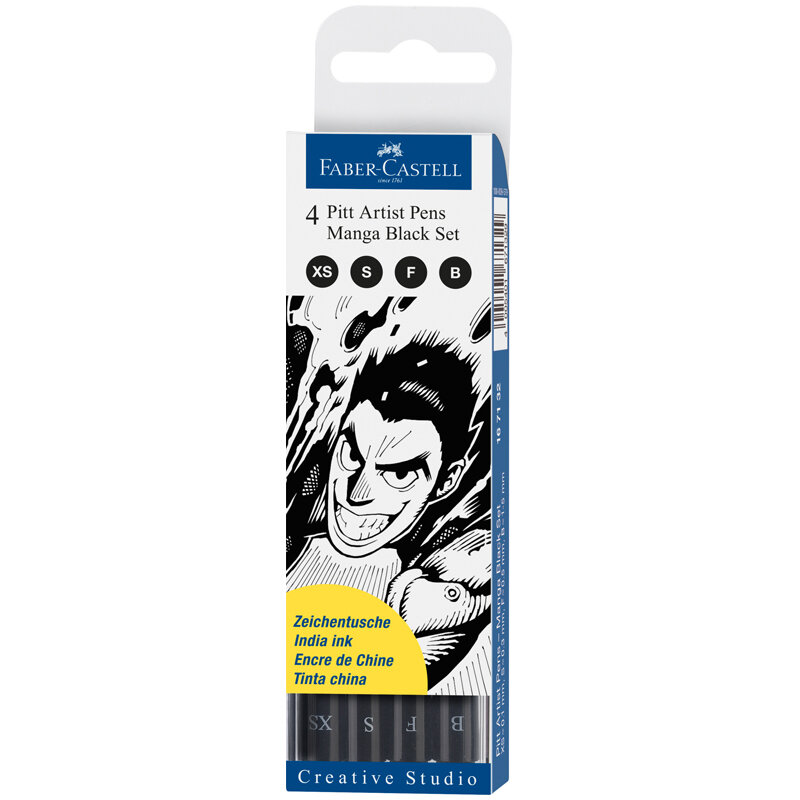 Набор капиллярных ручек Faber-Castel "Pitt Artist Pen Manga Black set", черная, 0,1/0,3/0,5мм