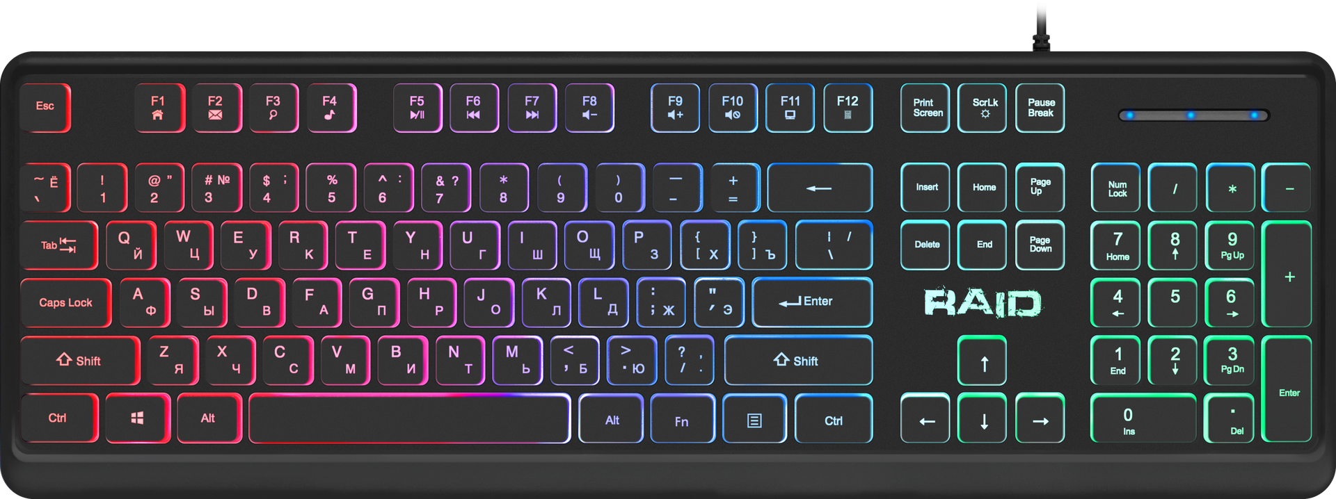 Проводная игровая клавиатура Defender Raid GK-778DL RU, Rainbow, черный