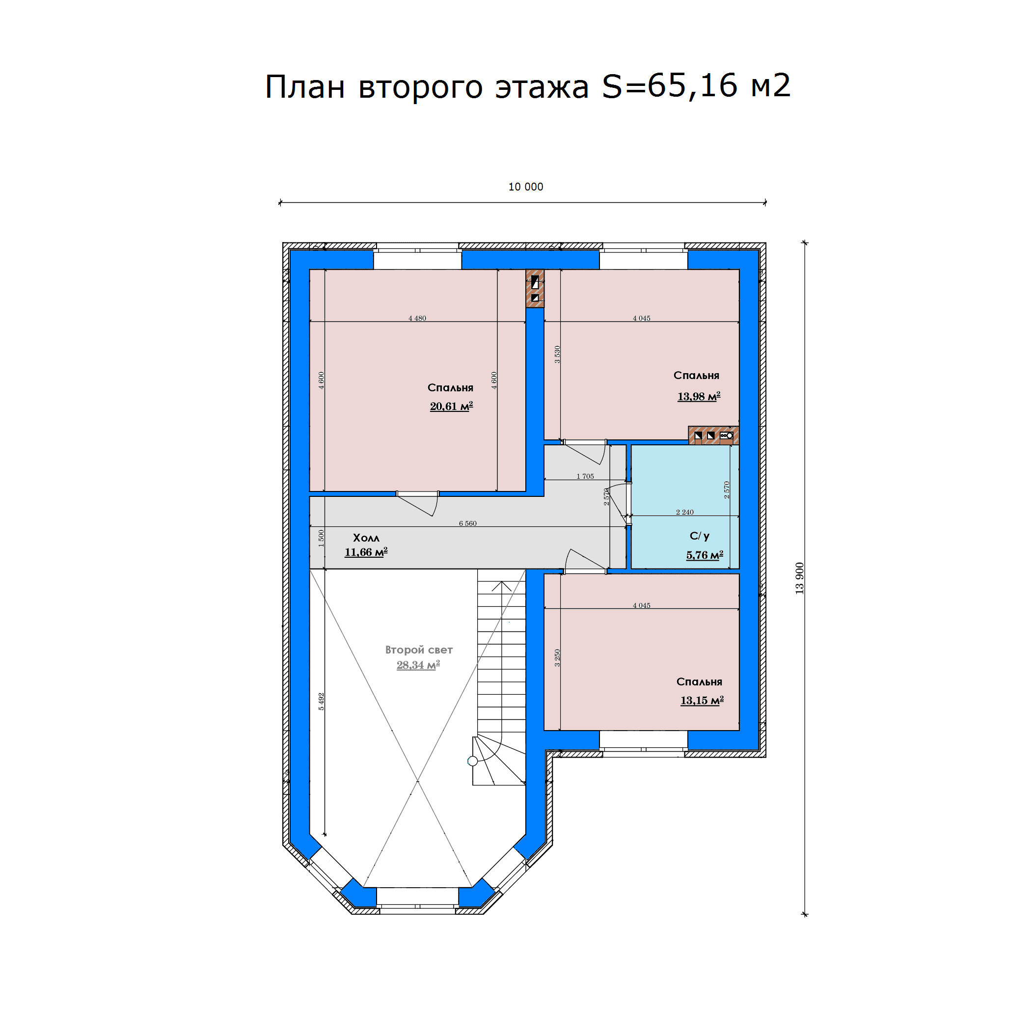 Проект жилого дома SD-proekt 33-2001 (217,97 м2, 13,91-13,91 м, газобетонный блок, облицовочный кирпич) - фотография № 6