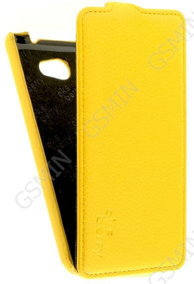 Кожаный чехол для Fly IQ 456 Era Life 2 Aksberry Protective Flip Case (Желтый)