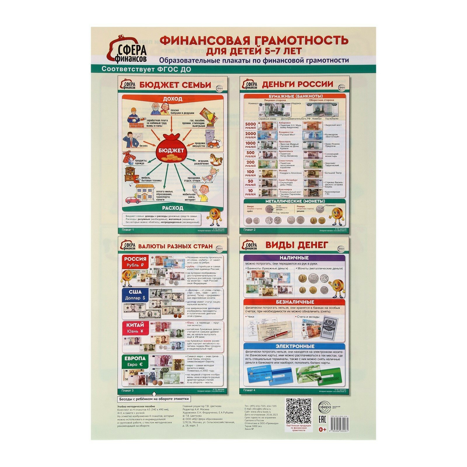 Набор плакатов "Финансовая грамотность для детей 5-7 лет" 4 штуки, А3