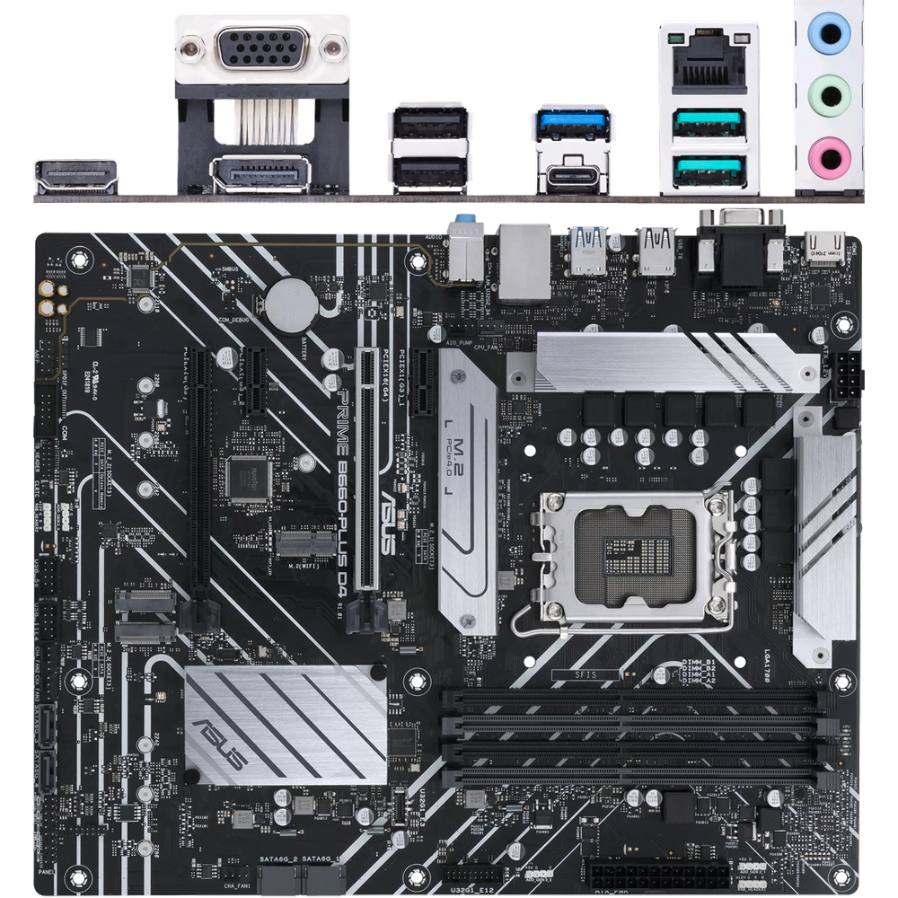 Материнская плата ASUS Prime B660-Plus D4 B660 Socket-1700 4xDDR4, 4xSATA3, RAID, 3xM.2, 2xPCI-E16x, 3xUSB3.2, 1xUSB3.2 Type C, D-Sub, DP, HDMI, 2.5Glan, ATX