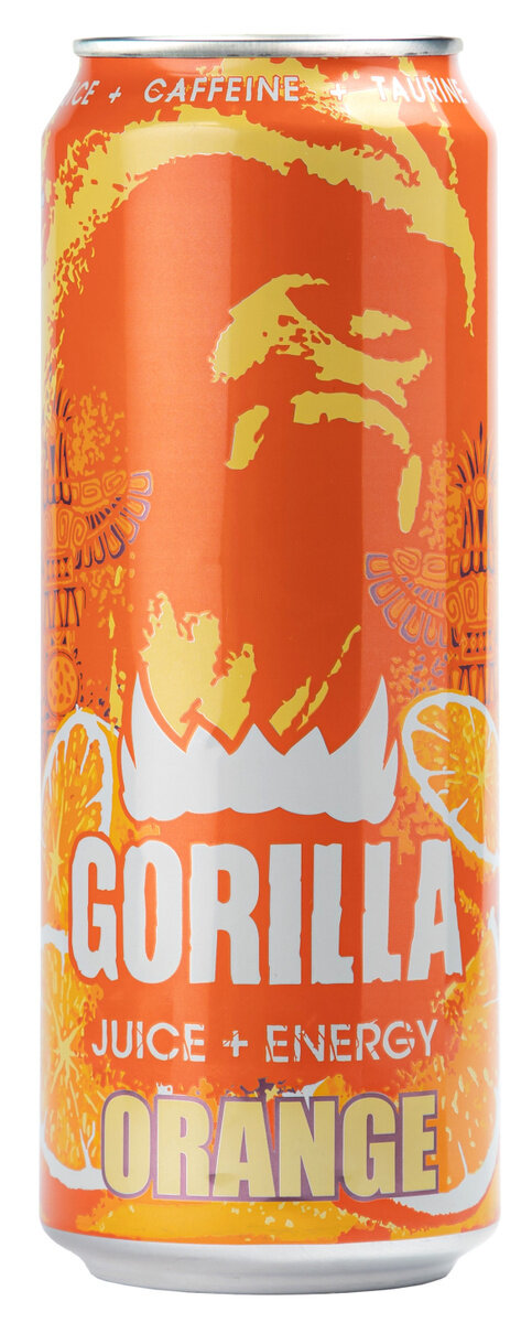 Напиток энергетический Gorilla (Горилла) Апельсин 0,45 л х 12 шт, газированный, ж/б - фотография № 1