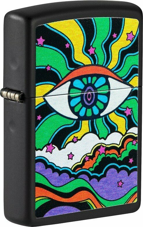 Зажигалка ZIPPO Black Light Eye с покрытием Black Matte, латунь/сталь, чёрная, матовая, 38x13x57 мм - фотография № 1