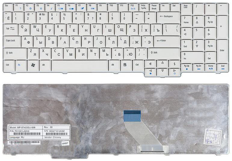 Клавиатура для ноутбука Acer Aspire 7720ZG русская, белая