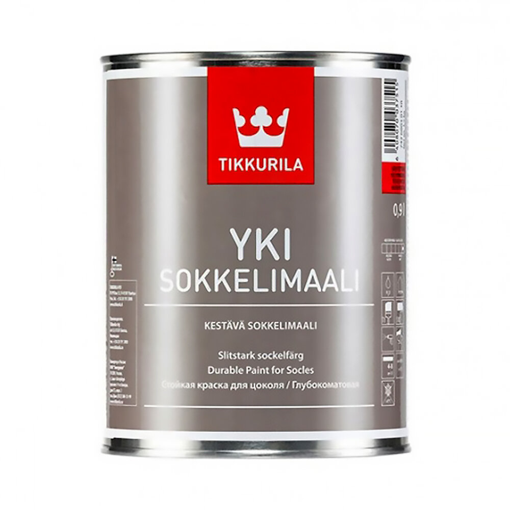 Тиккурила Краска для цоколя щелочестойкая Yki Sokkelimaali (Юки) TIKKURILA 0,9л бесцветный (база С)