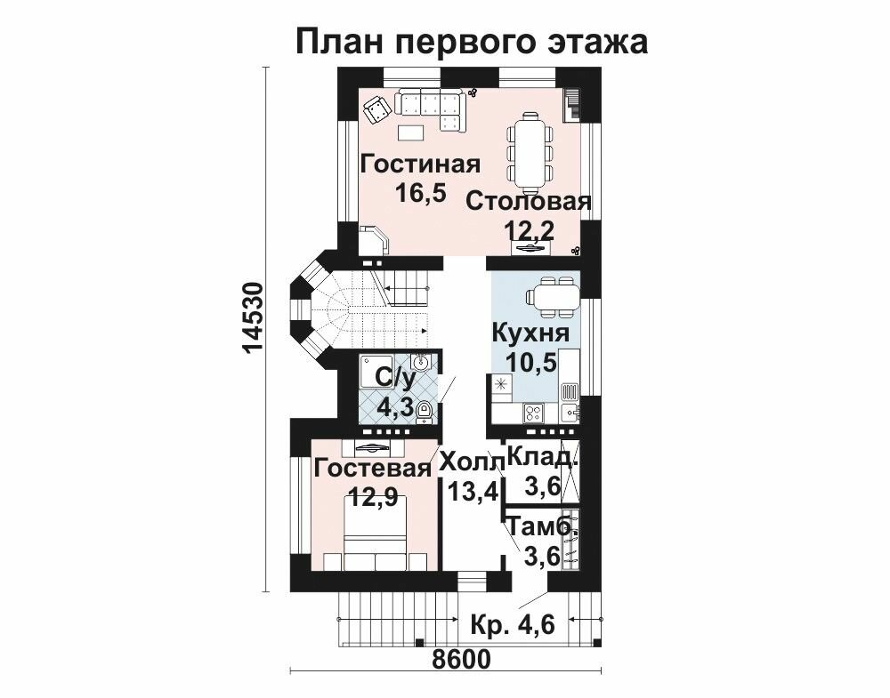 (229м2, 14х9м) Готовый проект трехэтажного дома из газобетона с гаражом и балконом - AS-2408 - фотография № 4