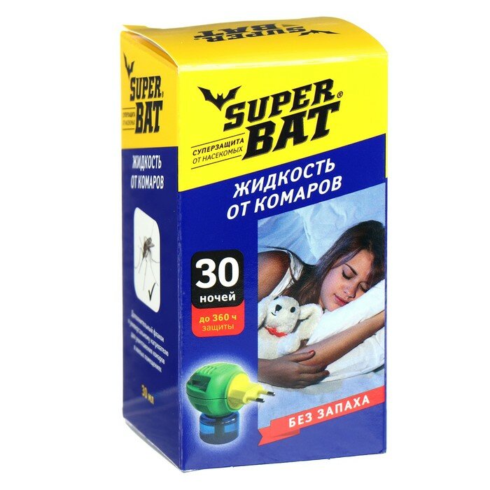 Дополнительный флакон-жидкость от комаров "SuperBAT ", 30 ночей, 30 мл./В упаковке шт: 2