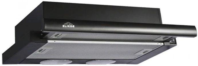 Вытяжка кухонная встраиваемая телескопическая Elikor / Эликор Интегра 60П-400-В2Л металл черный 2 режима 2 скорости 55Дб 400м3/ч / вытяжная система вентиляции