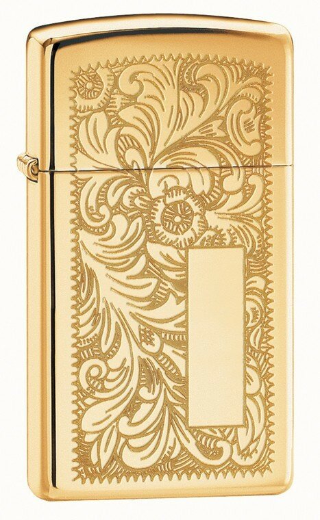 Зажигалка ZIPPO Slim® Venetian® с покрытием High Polish Brass латунь/сталь 29x10x60 мм