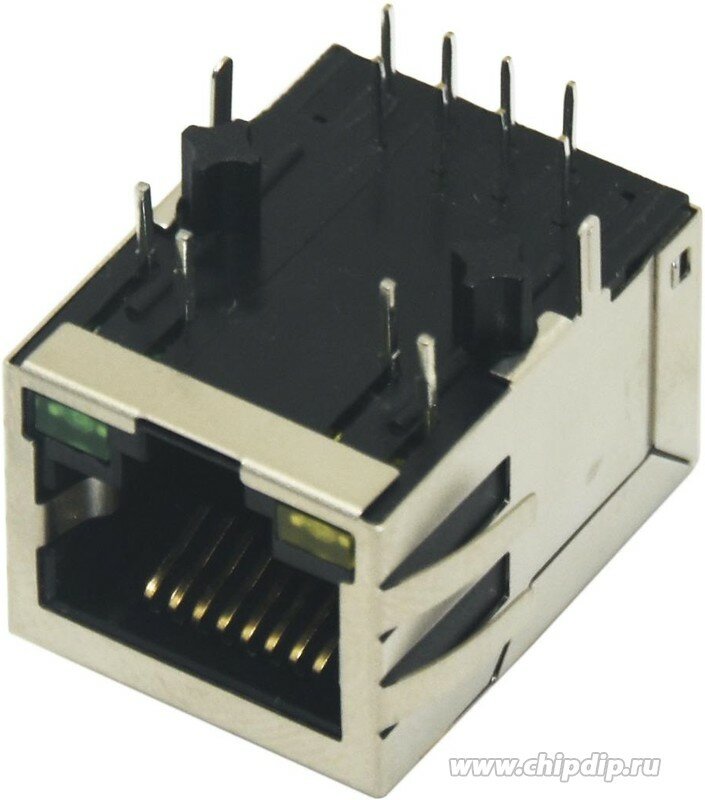 KLS12-TL002-1x1-G/G-1-03 (SK02-111015NL), Розетка 8P8C (RJ45) со светодиодами и трансформатором