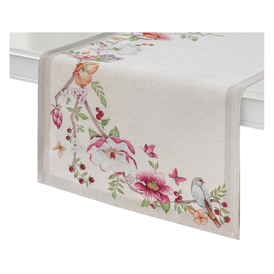 фото Дорожка для стола Mix&Match Home Магнолия 44х140 см, гобелен, бежевая