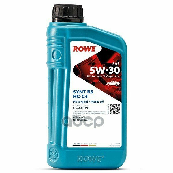 ROWE Rowe Hightec Synt Rs Sae 5w-30 Hc-C4 (1 Л.) Acea C3/C4 Mb 229.51/226.51 Rn 0720
