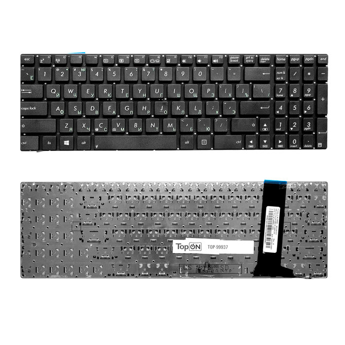 Клавиатура для ноутбука Asus G56 N56 N76 R500 R505 Zenbook U500VZ Series. Плоский Enter. Черная без рамки. 9Z.N8BBQ.G0R 0KNB0-6120RU00.