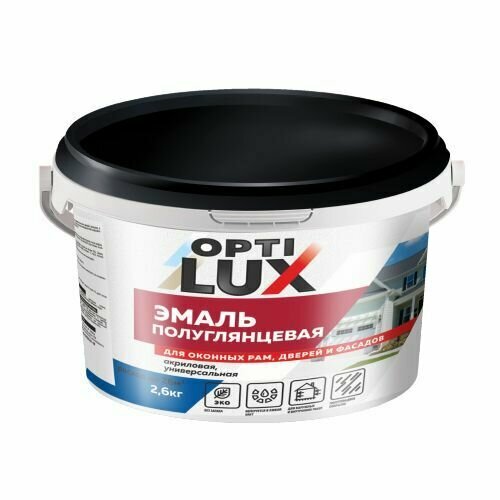 фото Эмаль акрил. универсальная полуглянц. Оптилюкс 10кг (И)