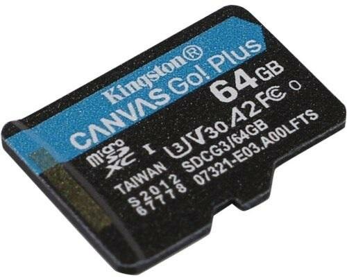 Флеш карта microSDXC 64Gb Kingston,microSDXC, UHS-II Class U3 V30 A2, чтение: 170Мб/с, запись: 70Мб/с, без адаптера