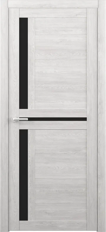 Межкомнатная дверь (комплект) Albero Кельн Эко-Шпон / Дуб нордик / Стекло черное 70х200