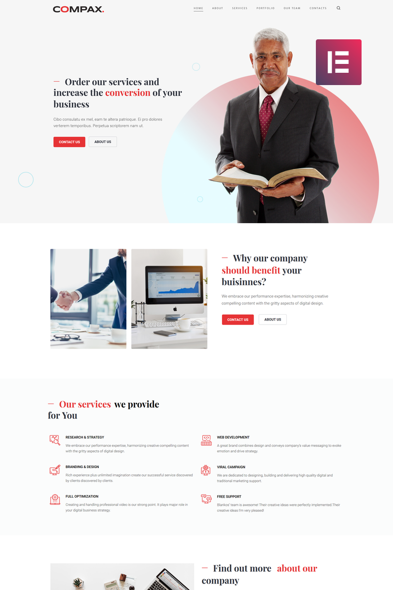 Шаблон Wordpress Compax - Minimal Creative Business WordPress Elementor Theme Тема WordPress