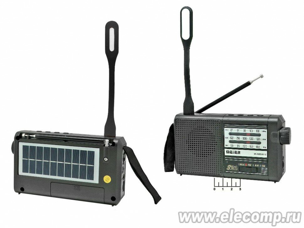 Радиоприемник Meier M-9001BT-S + USB/SD/bluetooth аккумуляторный на солнечной батарее