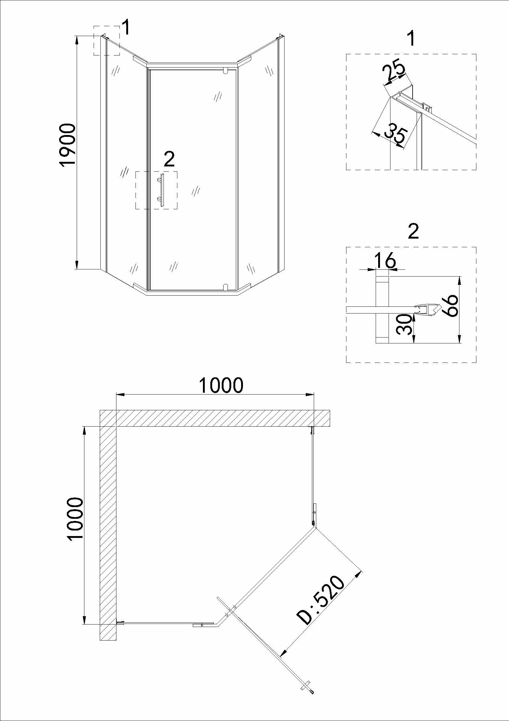 Душевое ограждение Niagara Nova NG-6634-08 100x100x190 трапеция, дверь распашная 66340811 - фотография № 3