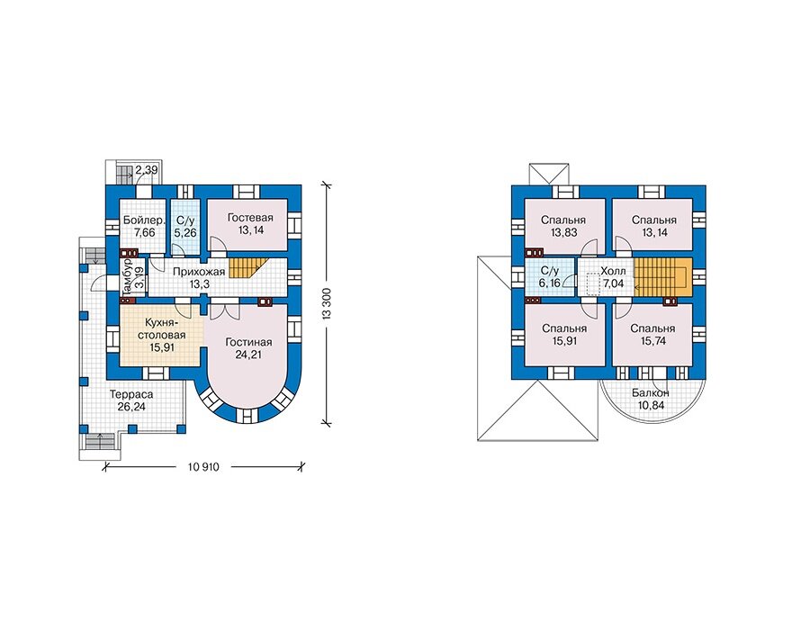 Проект дома Plans-44-90 (155 кв.м, поризованный камень) - фотография № 2