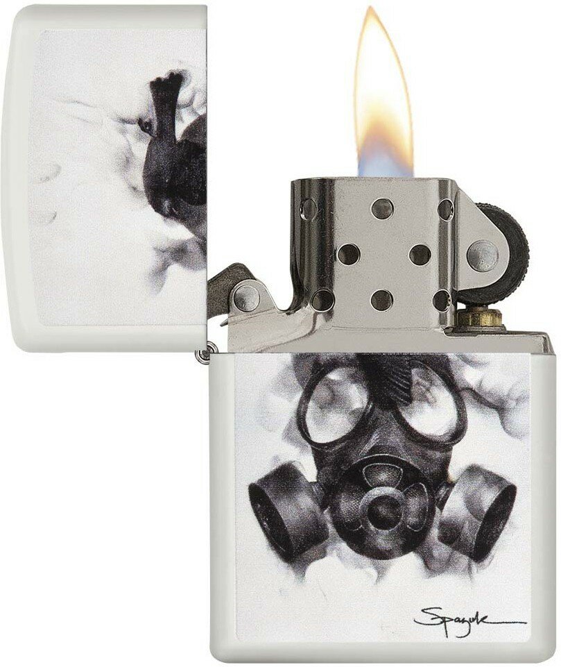 Зажигалка ZIPPO Spazuk с покрытием White Matte, латунь/сталь, белая, 38x13x57 мм - фотография № 3