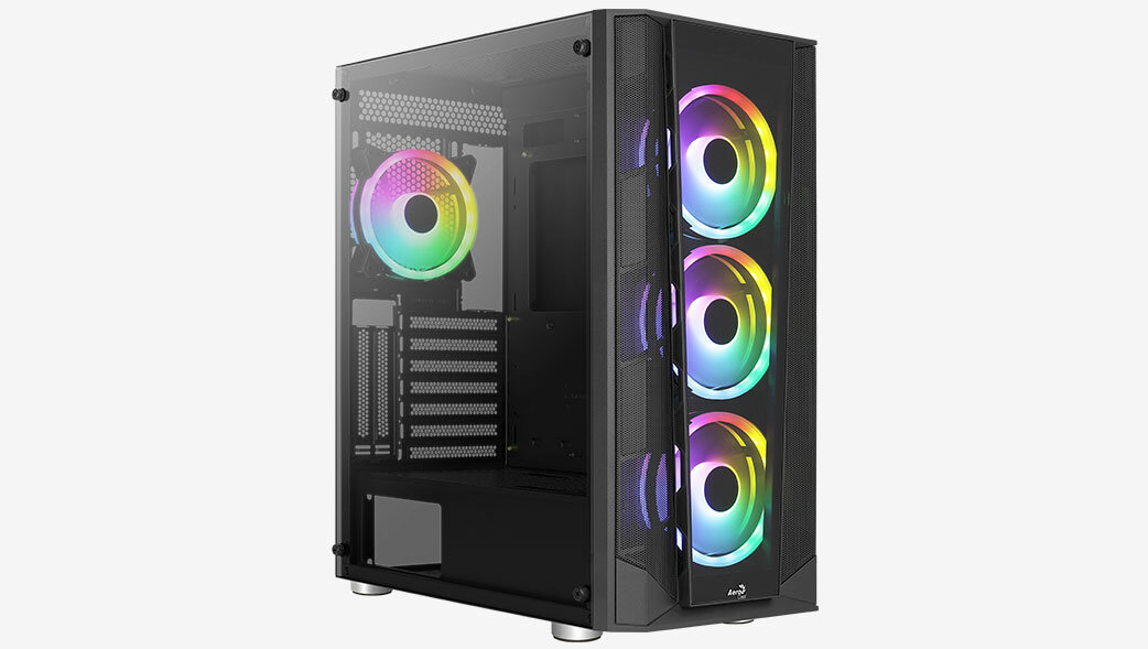 Корпус MidiTower AeroCool PRISM-G-BK-v2 ATX Black 4х120mm FRGB fan (4711099471768)