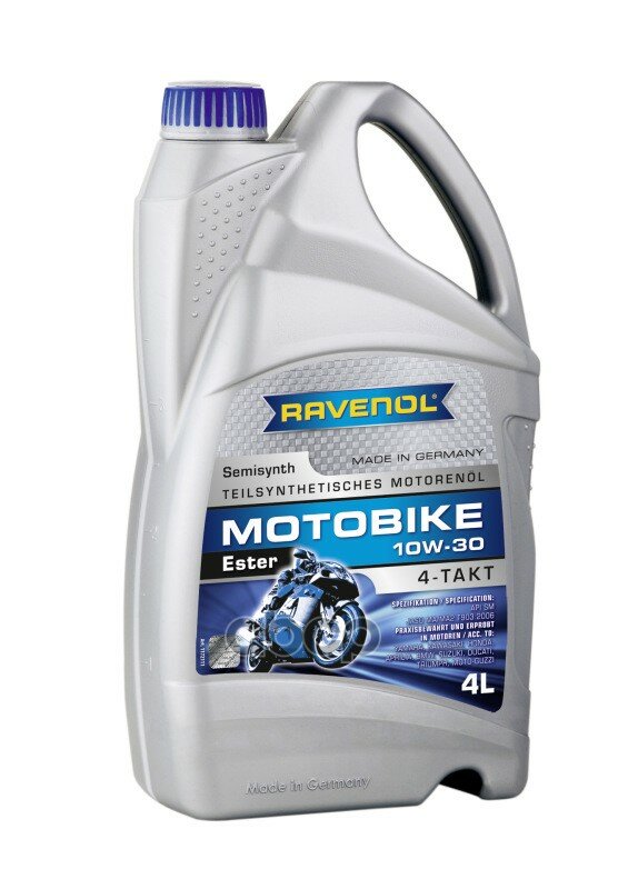 Моторное Масло Ravenol Motobike 4-T Ester Sae 10w-30 (4л) New Ravenol арт. 1172111-004-01-999