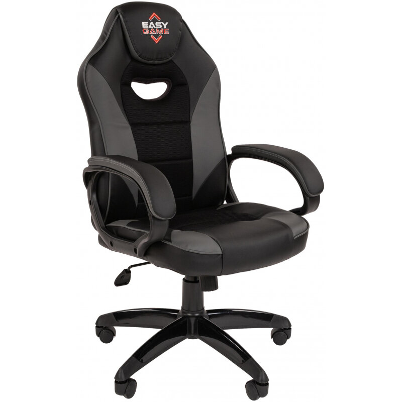 Кресло игровое Easy Chair 690 TPU серое/черное (экокожа/ткань пластик)