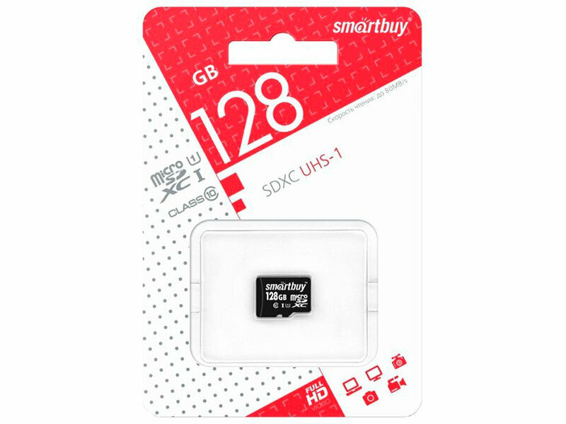 Карта памяти 128Gb - SmartBuy MicroSD Class10 UHS-I SB128GBSDCL10-00