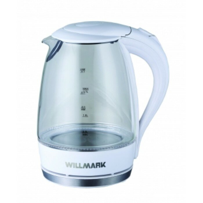 Willmark Чайник электрический WILLMARK WEK-1708G, стекло, 1.7 л, 2200 Вт, LED-подсветка, белый