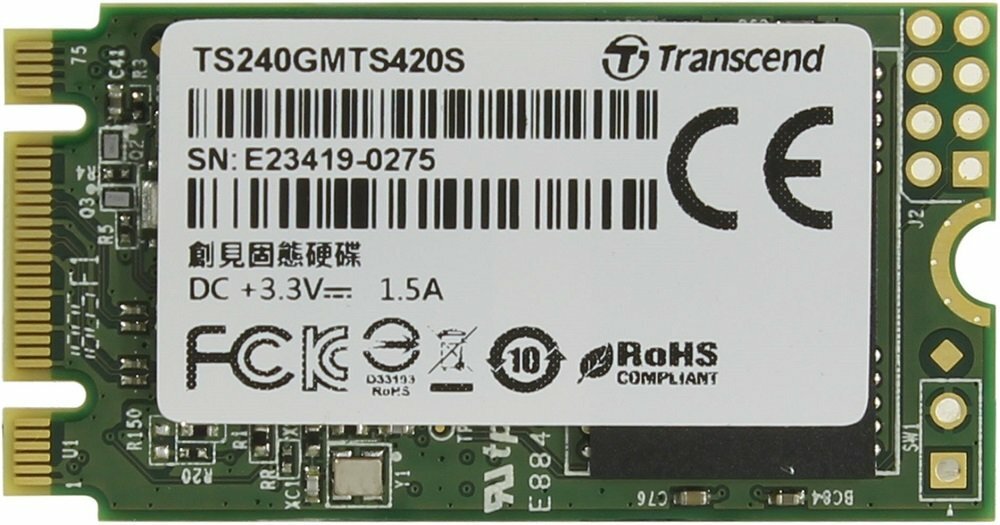 Накопитель SSD Transcend TS240GMTS420S MTS420 /SATA III/240GB /Скорость чтения 560МБайт/с Скорость записи 500МБайт/с