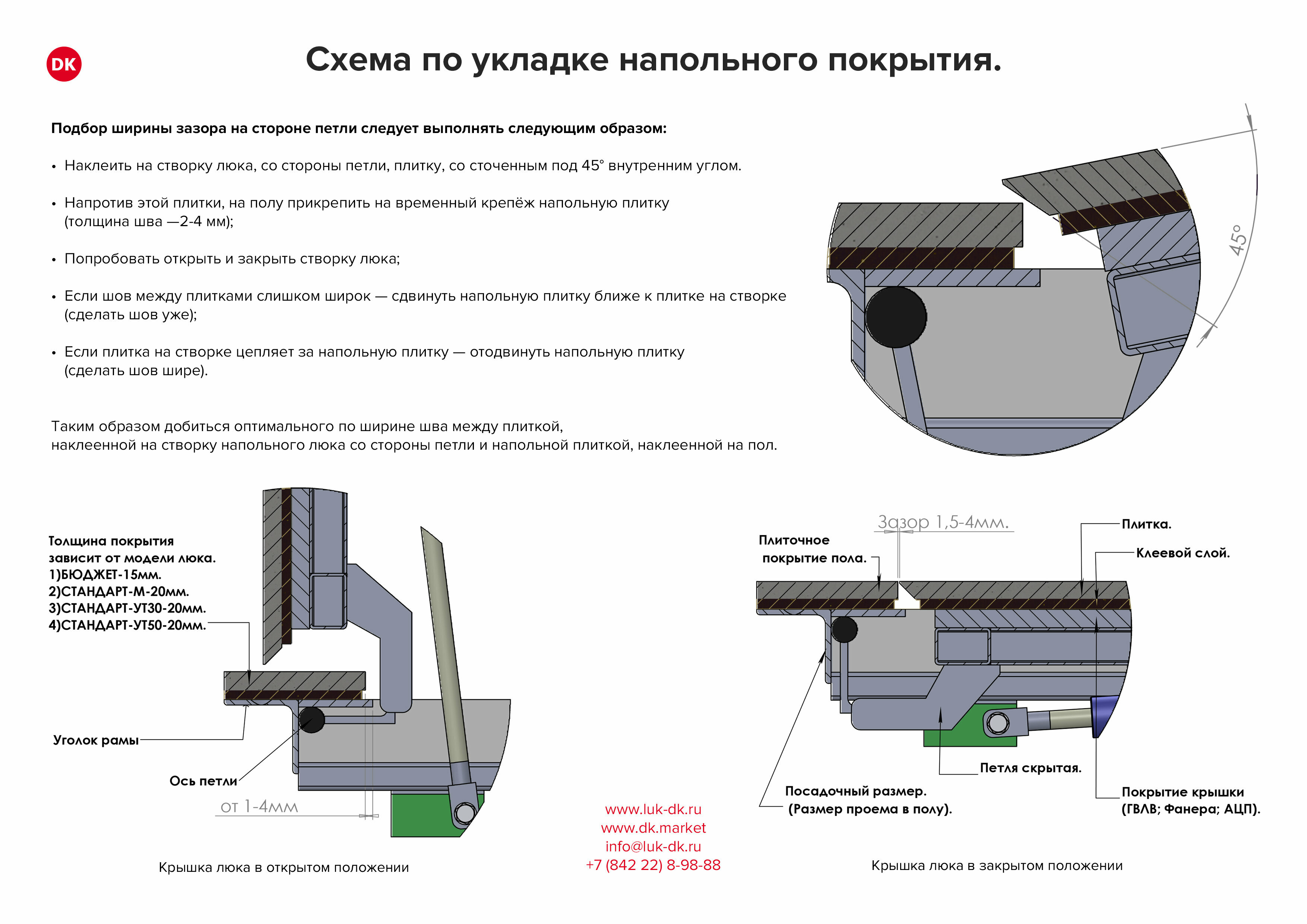 Люк напольный под плитку, под ламинат в подвал, для погреба 800х1000 мм. самоподъемный. - фотография № 8