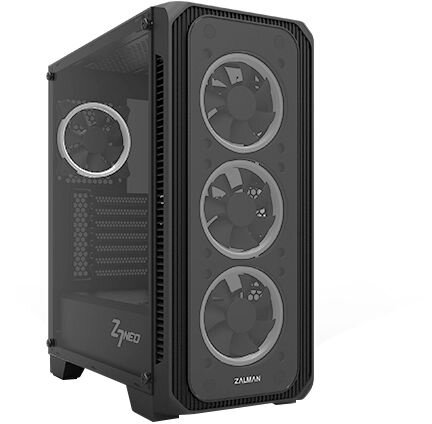 Корпус ZALMAN Z7 NEO, ATX, BLACK, WINDOW, 2x3.5", 2x2.5", 2xUSB2.0, 1xUSB3.0, FRONT 3x120mm, REAR 1x120mm