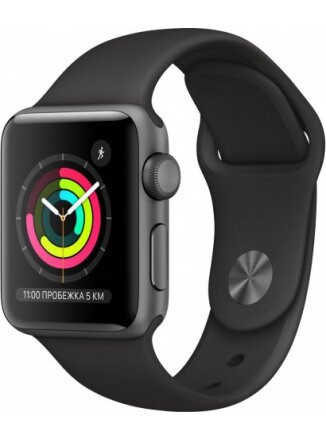 Умные часы Apple Watch Series 3 38 мм Aluminium Case (MTF02), серый космос/черный