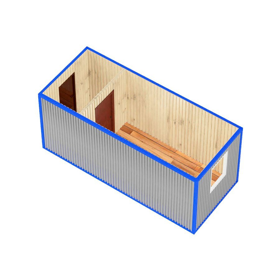Металлический блок-контейннер/бытовка с тамбуром БК-02 (Внутренняя отделка Вагонка, утеплённый) - фотография № 1