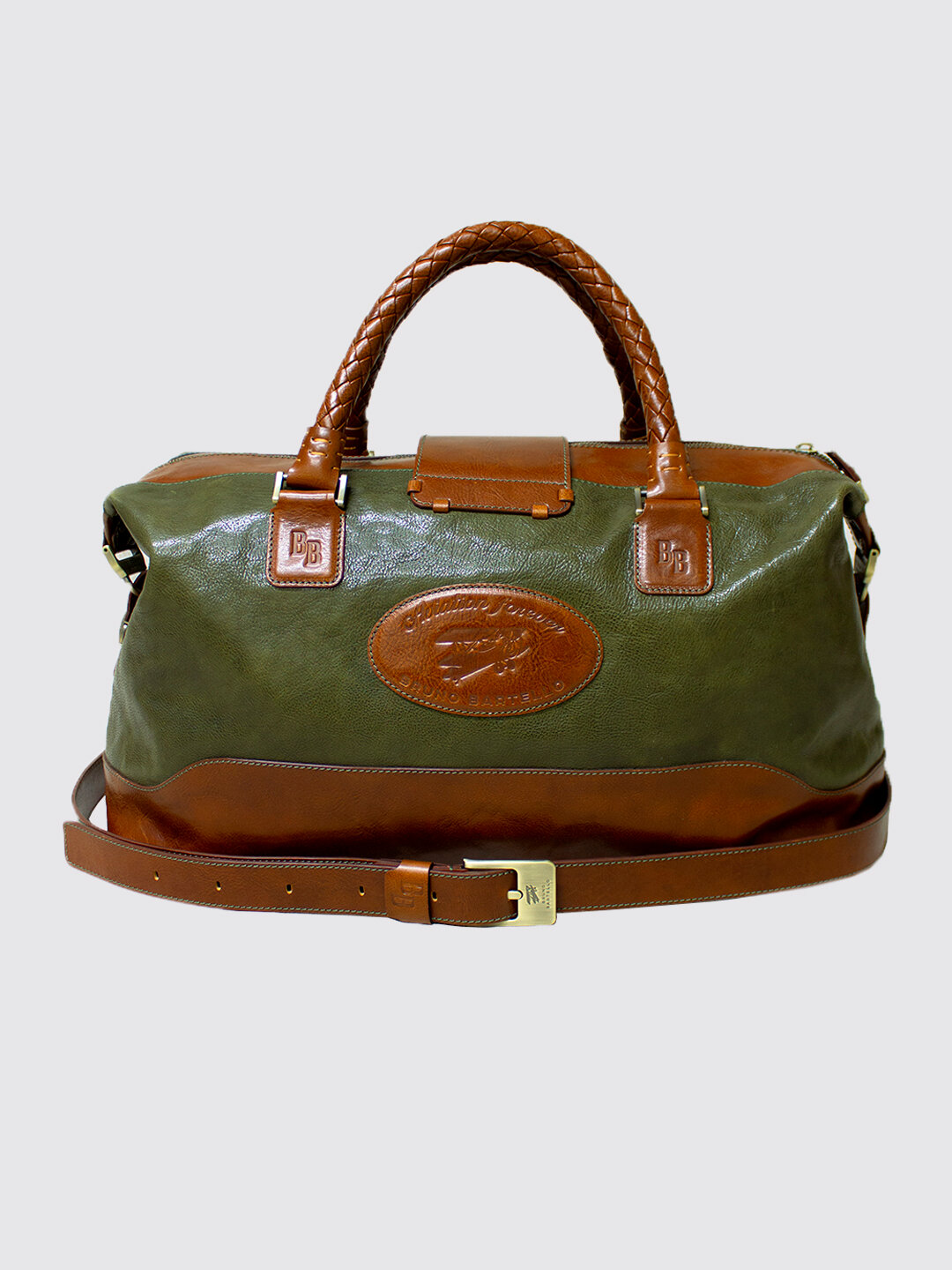 Дорожная сумка кожаная D-0014 Bruno Bartello, зеленый - фотография № 4