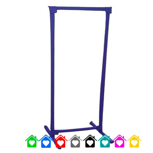 Вешалка рейл фиолетовая напольная для одежды 1.5 м. / 2 м. GOZHY (металлическая, тканевая) - фотография № 1