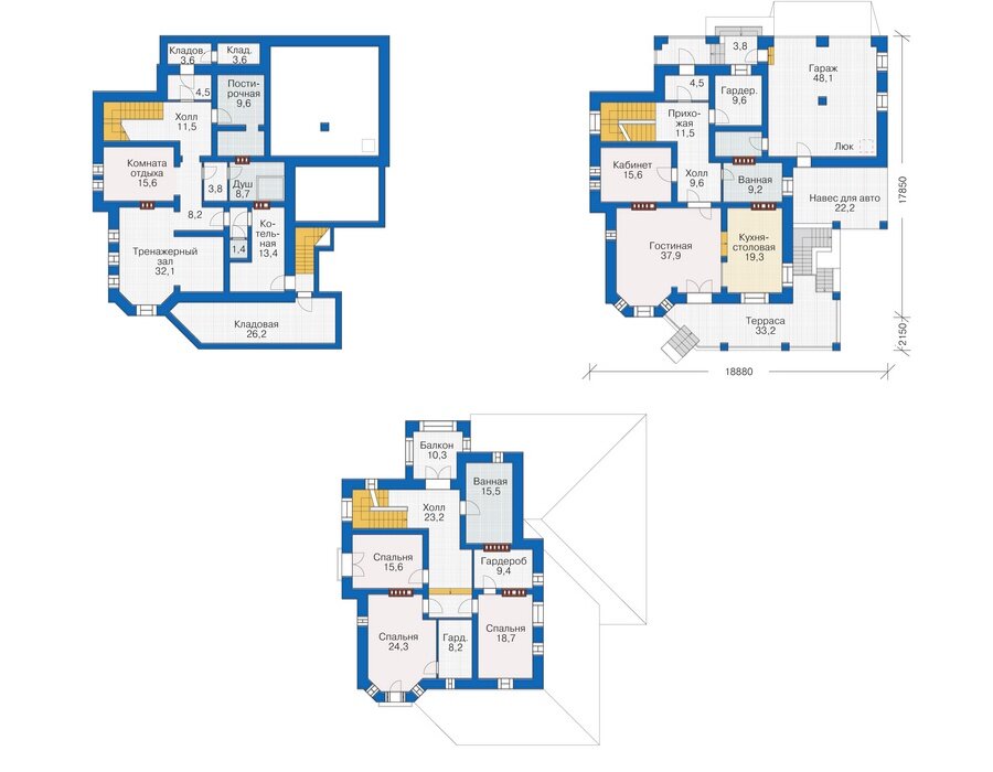 Проект дома Plans-38-70 (427 кв.м, поризованный кирпич) - фотография № 2