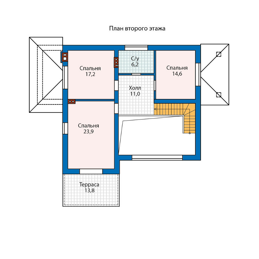 62-80A-Catalog-Plans - Проект двухэтажного дома из газобетона с террасой - фотография № 3