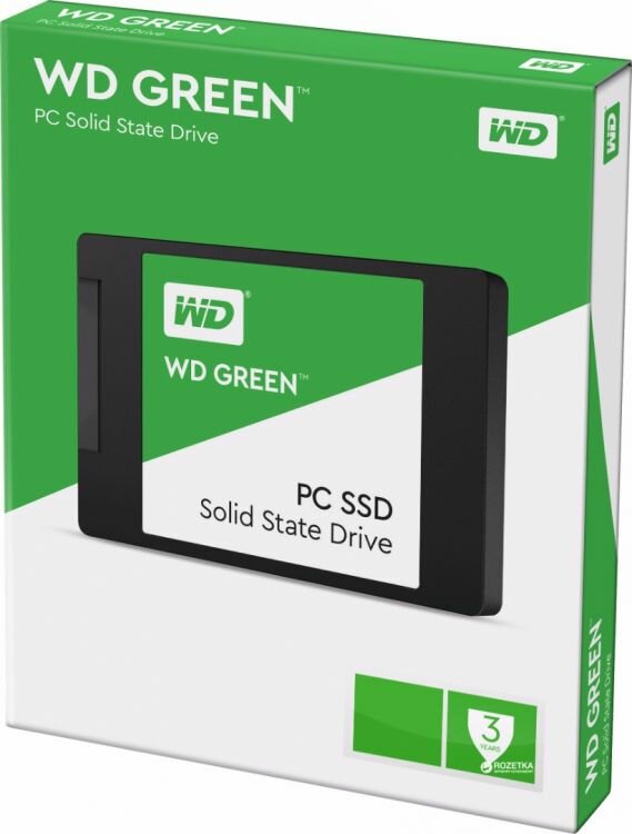 Накопитель SSD Western Digital WDS240G2G0A Green /SATA III/240GB /Скорость чтения 545МБайт/с Скорость записи 465МБайт/с