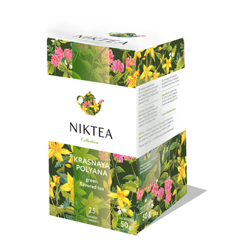 Чай зеленый Niktea Красная Поляна в пакетиках, 25 пакетиков - 3шт