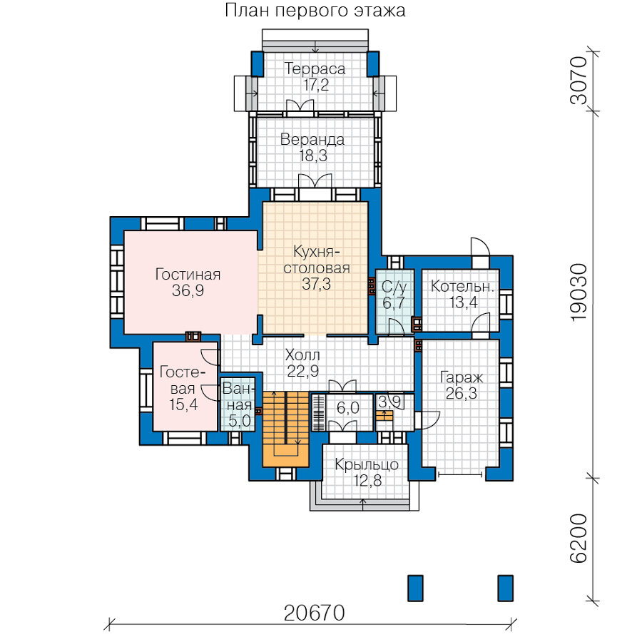 45-04-Catalog-Plans - Проект двухэтажного кирпичного дома с террасой - фотография № 2